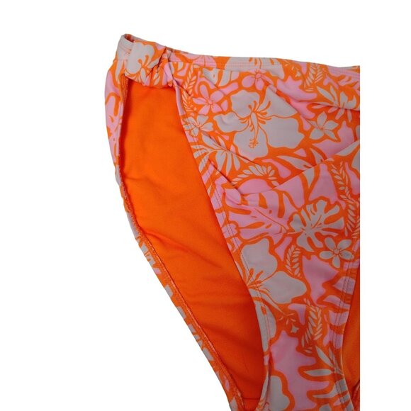 No Boundaries Junior Girls Large Orange Floral Leaves High Waist Bikini Bottoms - Picture 3 of 6